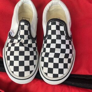 Vans Kids Black and White Checkered Sneakers SZ 13